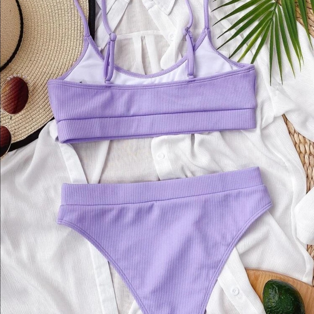 HIGH WAISTED RIBBED BIKINI SWIMSUIT - Picture 3 of 6